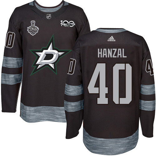 Men Adidas Dallas Stars #40 Martin Hanzal Black 1917-2017 100th Anniversary 2020 Stanley Cup Final Stitched NHL Jersey